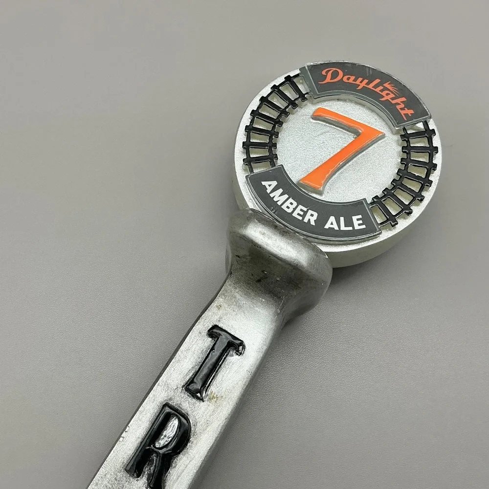Track 7 Daylight Amber Ale Beer Tap Handle Silver Metal Draft Bar Pub Railroad